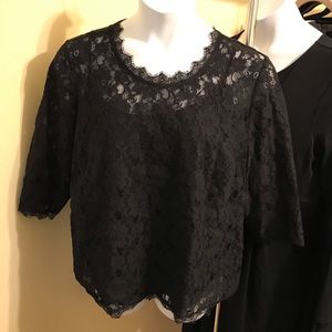 Talbots Black Lace Top 18W